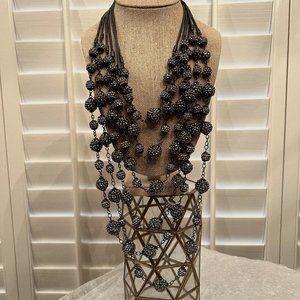 Chico's MAGNIFICENT Misty Night Necklace BLACK RARE NWT Limited Edition